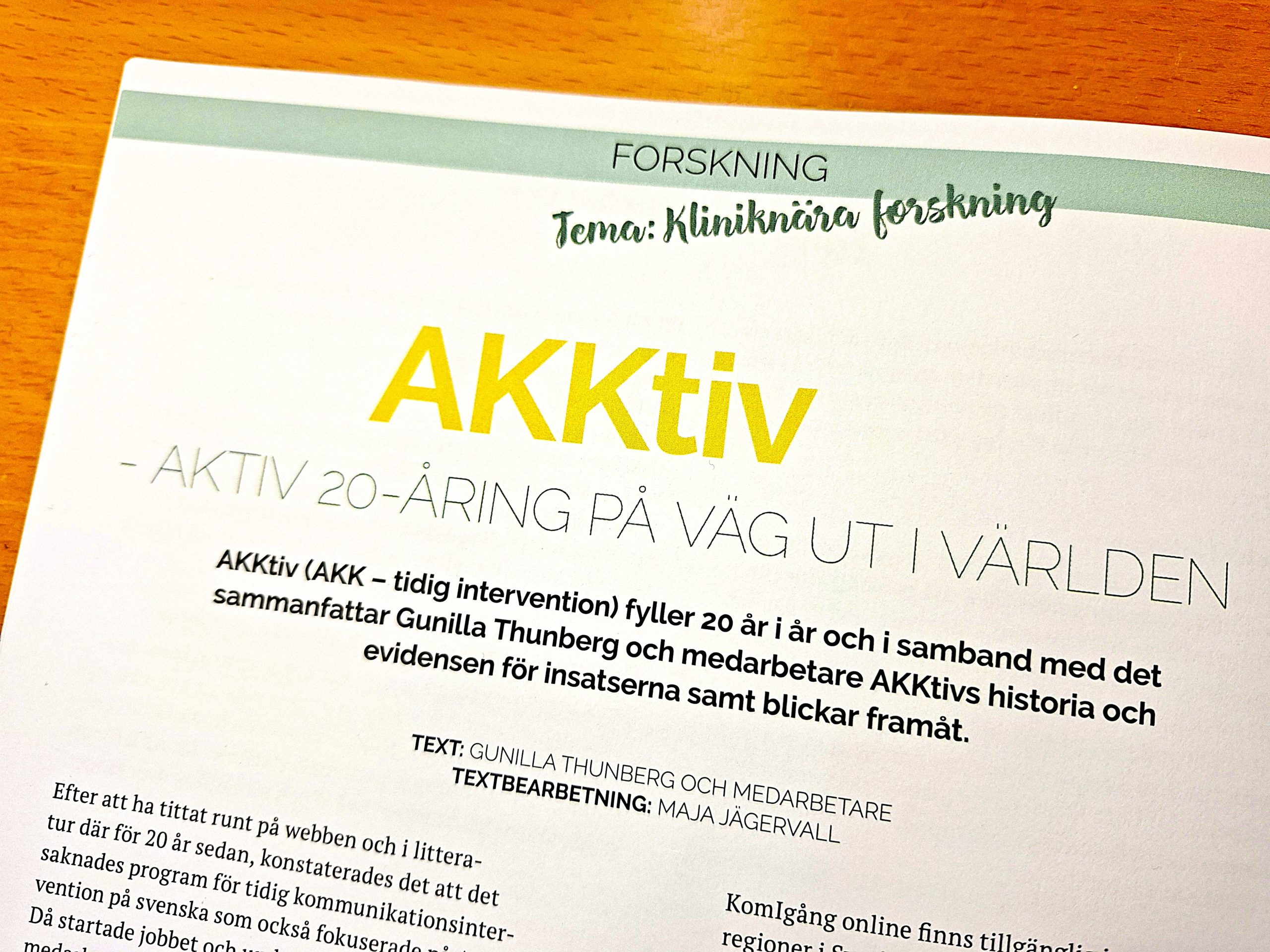 AKKtiv firar 20 år! Artikel i tidningen Logopeden
